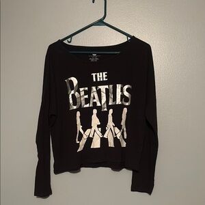 Black Beatles Graphic Long Sleeve Shirt